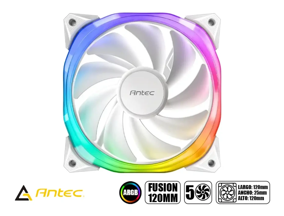 Cooler Para Case Antec Fusion (0-761345-57005-3)  X5, 120mm, Led Argb, Blanco