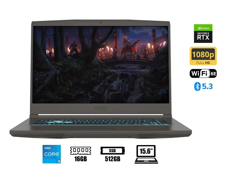 Laptop Msi Core I5 13420h Thin 15 B13uc 9s7-16r831-3037) 15.6" Fhd 144hz, Ram 16gb, Ssd 512gb, Rtx 3050 4gb, S/s. Esp., 13gen.