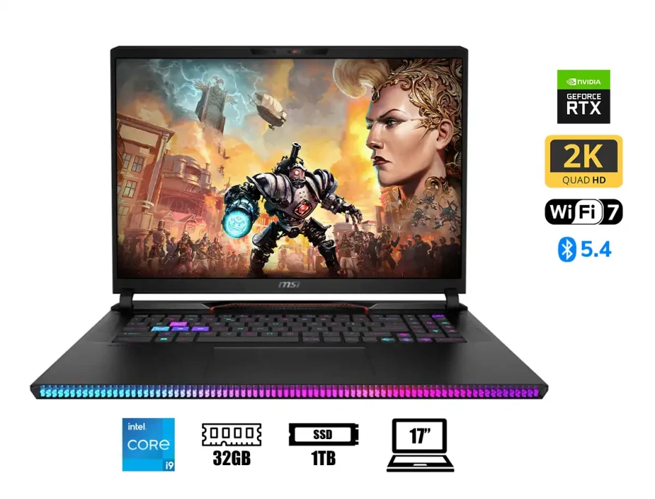 Laptop Msi Core I9-14900hx Raider Ge78 Hx 14vgg-252 Gaming (raiderge7814252) 17" Wqxga 240hz, Ram 32gb, Ssd 1tb, Rtx 4070 8gb, Ips, Rgb, 14gen.