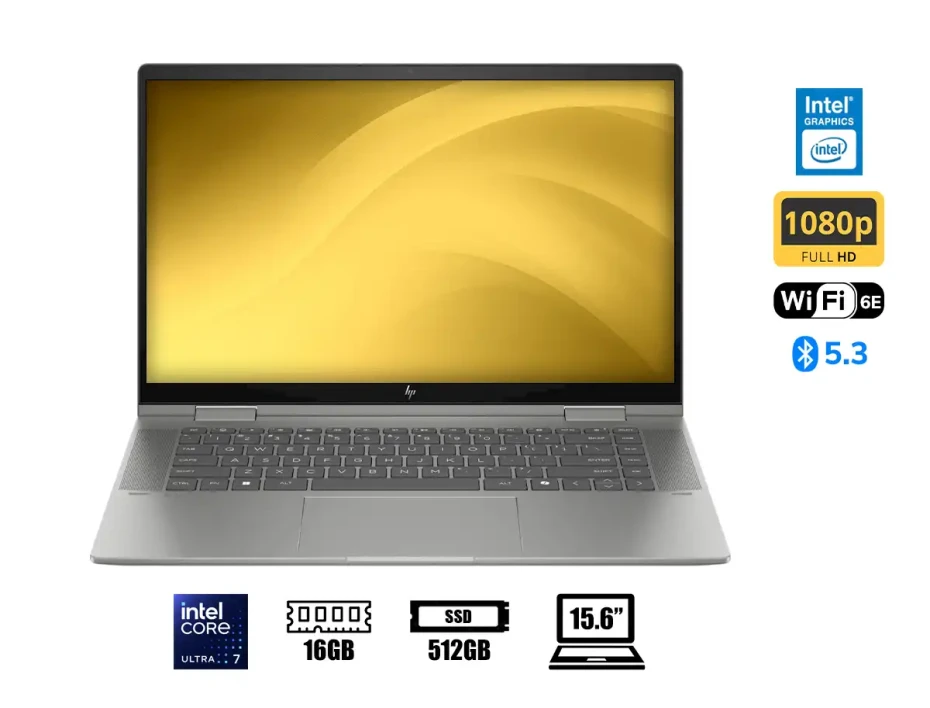 Laptop Hp Core Ultra 7-155u Envy X360 15-fe1082 2-in-1 (9r1k0ua#aba) Pantalla 15.6" Fhd | Ram 16gb | Ssd 512gb | Touchscreen | Win11 | Mineral Silver
