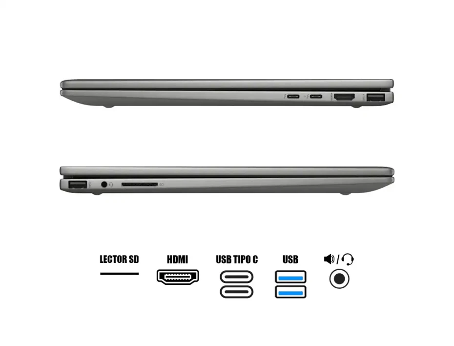 Laptop Hp Core Ultra 7-155u Envy X360 15-fe1082 2-in-1 (9r1k0ua#aba) Pantalla 15.6" Fhd | Ram 16gb | Ssd 512gb | Touchscreen | Win11 | Mineral Silver