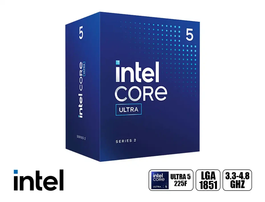 Procesador Intel Core Ultra 5 225f 3.3ghz  Hasta 4.90 Ghz(bx80768225f) Lga 1851, 10 Nucleos, S/grafica, S/cooler