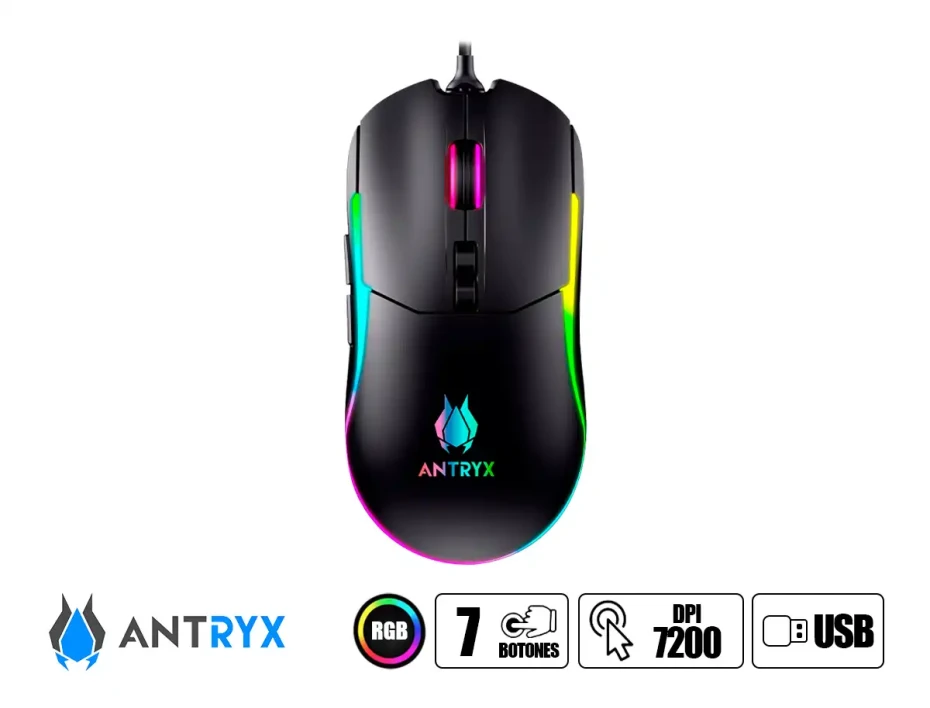 Mouse Antryx Chrome Storm M660 Gaming, Sensor Hasta 7,200 Dpi, Iluminacion Rgb, Con 7 Botones, Conexion Usb, Color Negro (agm-m660k)
