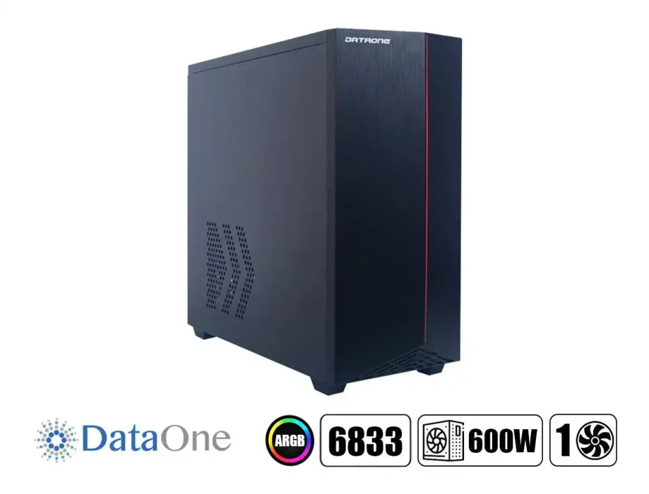 Case Dataone 6833 Fuente 600w (ha-6833bk) 1 Ventilador, Negro, Rgb