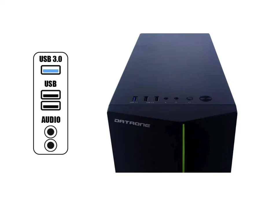 Case Dataone 6833 Fuente 600w (ha-6833bk) 1 Ventilador, Negro, Rgb
