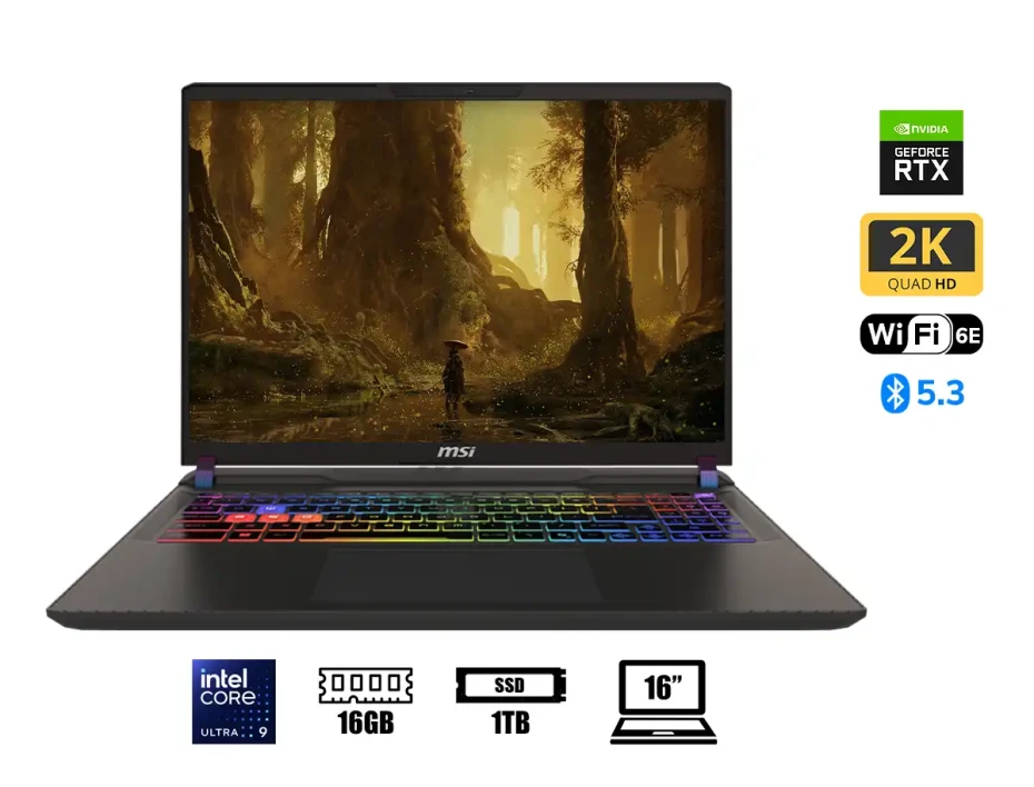 Laptop Msi Core Ultra 9 275hx Vector 16 Hx Ai A2xwig-050 Gaming (vector16hxa2050) 16" Wqxga, 240hz, Ram 16gb, Ssd 1tb, Rtx 5080 16gb, Win11, Rgb, Gray