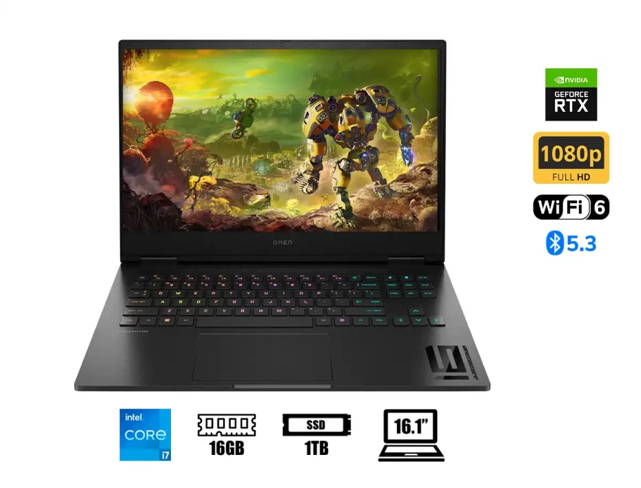 Laptop Hp Core I7-13620h Omen 16-wd0073dx Gaming (9r640ua#aba) Pantalla 16.1" Fhd, Ram 16gb, Ssd 1tb, Rtx 4060 8gb, Win11, Black, 13gen.