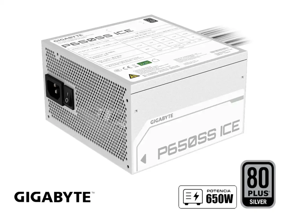Fuente Gigabyte 650 (p650ss Ice) 80 Plus Silver, Atx Blanco