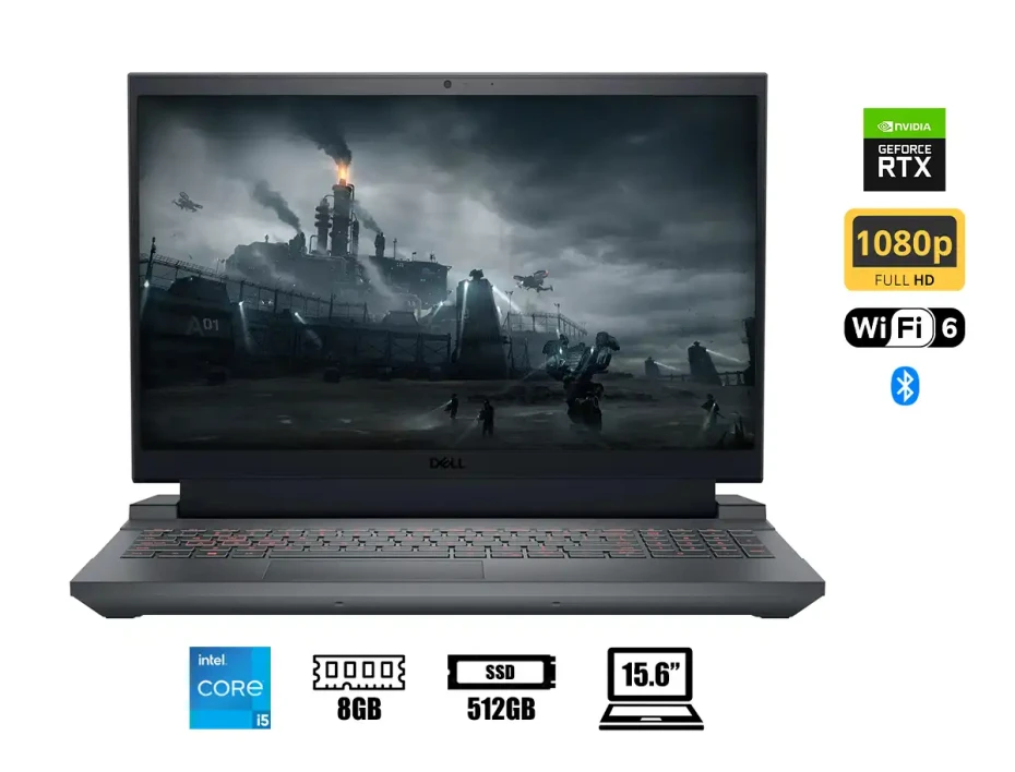 Laptop Dell Core I5-13450hx G15 Gaming (g5530-cto) Pantalla 15.6" Fhd 120hz, Ram 8gb, Ssd 512gb, Rtx 3050 6gb, Win11, Dark Shadow Grey,13gen.