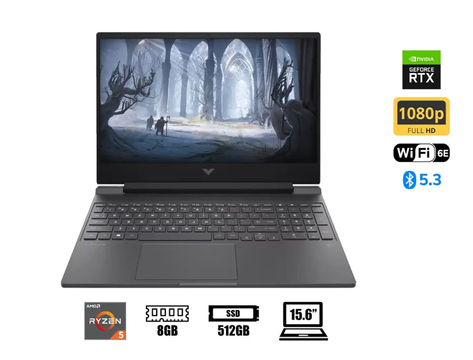 Laptop Hp Ryzen 5-8645hs Victus 15-fb2002la (a14llla#abm) Pantalla 15.6" Fhd, Ram 8gb, Ssd 512gb, Rtx 3050 6gb, Win11, Esp.