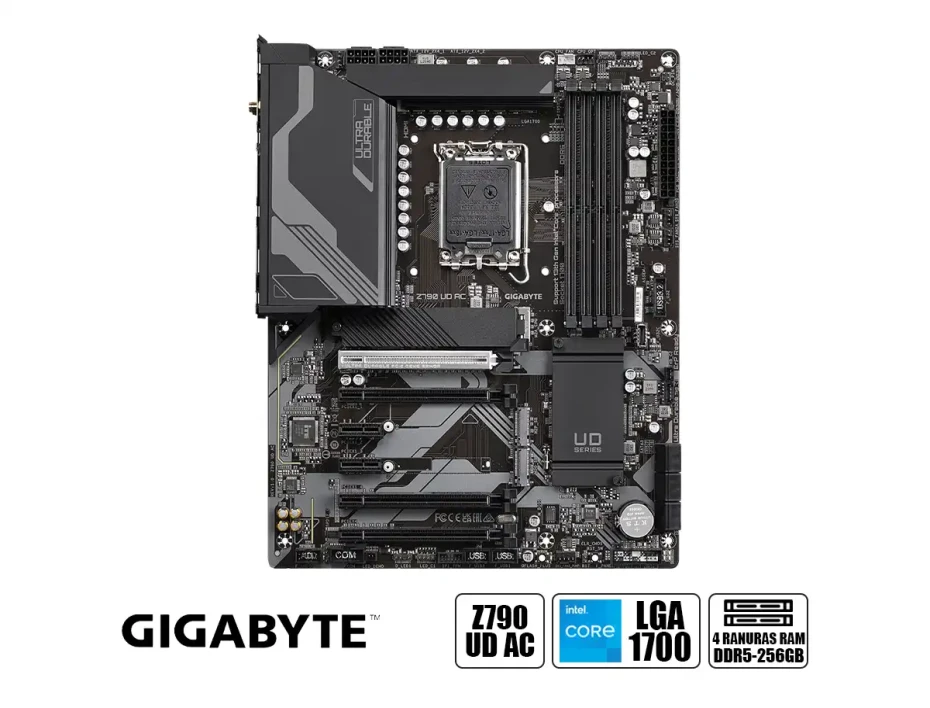 Placa Madre Gigabyte Z790 Ud Ac (gbz790-udac) Socket Lga 1700, Ram Ddr5 Buss 7600oc Mhz, 14va, 13va, 12va Gen, Wifi
