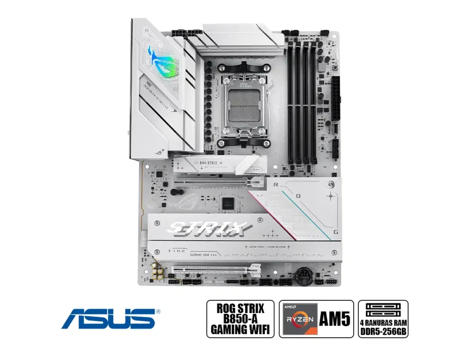 Placa Madre Asus B850-plus Rog-a Gaming Wifi (90rog Strix B850-ai) Socket Am5, Ddr5, Blanco