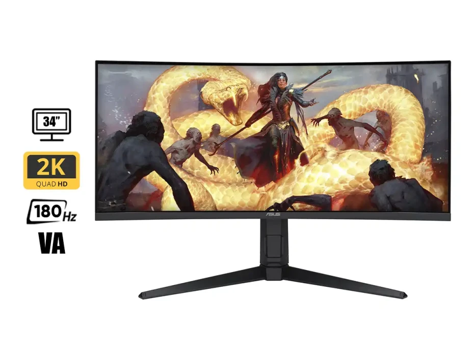 Monitor Asus 34 Pulgadas Tuf Gaming Vg34vql3a (vg34vql3a) Frecuencia 180hz, 1ms, Curvo, 1 Hdmi, 1 Dp, Hdr400, Altavoces