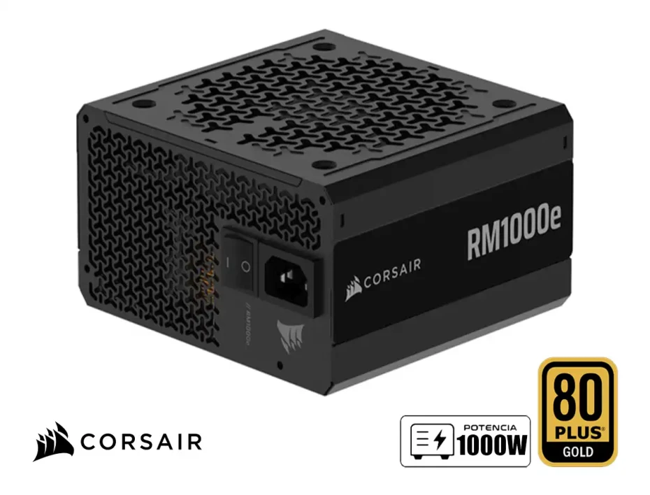 Fuente De Poder Corsair 1000w Rm1000e (cp-9020297-na) Atx, 80 Plus Gold, Modular, Negro, Pcie 5