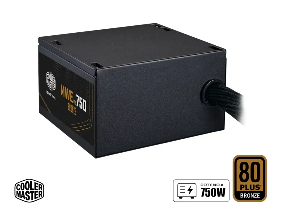 Fuente De Poder Cooler Master 750w Mwe V3 (mpe-7501-acaaw-3bus) Atx, 80 Plus Bronze, No Modular, Negro