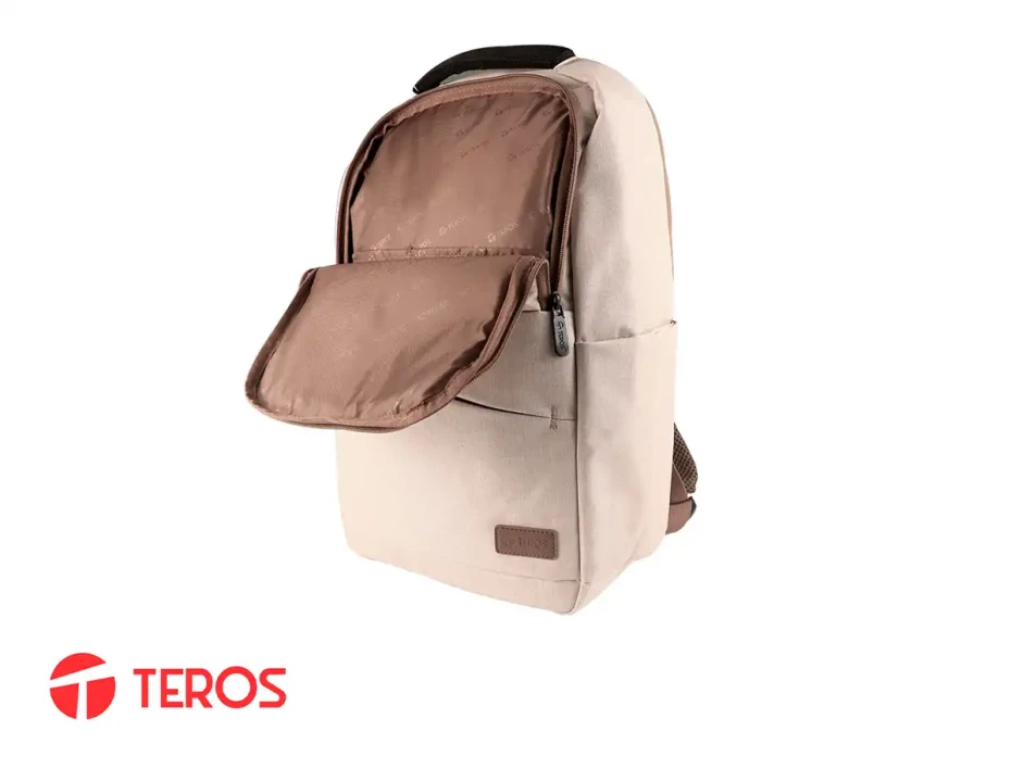 Mochila Teros (te-9012bg) 15 6" Poliester Beige Interior Marron