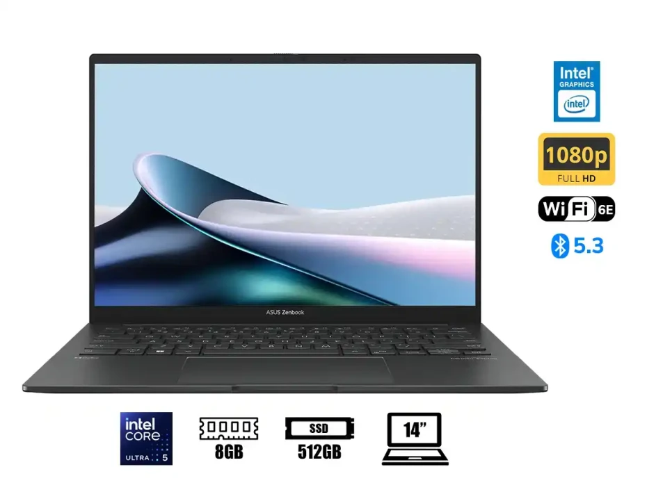 Laptop Asus Core Ultra 5 125h Zenbook Q415ma-u5512 (q415ma-u5512) Pantalla 14" Fhd Oled, Ram 8gb, Ssd 512gb, Touchscreen, Win11, Gray