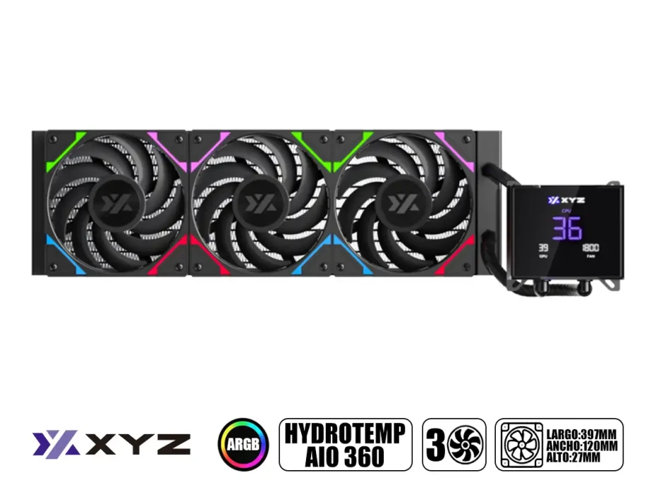Sistema De Enfriamiento Liquido Xyz Hydrotemp 360 Aio (x-wc-hydrotemp-360b) Led Argb, Black