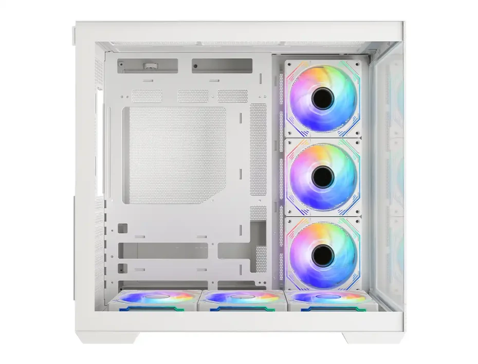 Case Halion Fish Tank (fish Tank W ) Blanco, Panel De Vidrio Frontal Y Laleral, 6 Ventiladores