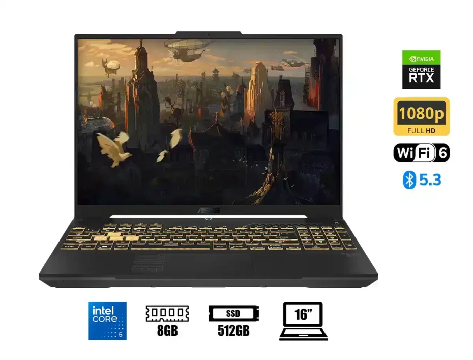 Laptop Asus Core 5 210h Tuf Gaming F16 Fx607vj-rl016 (90nr0mz6-m000p0) 16" Fhd 144hz, Ram 8gb, Ssd 512gb, Rtx 3050 6gb, Mecha Gray