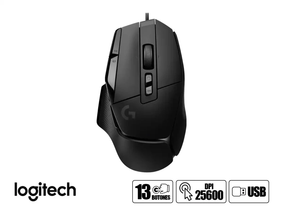 Mouse Logitech G502 X Gaming (910-006137) Hasta 25.600 Dpi, 13 Botones Programables, Negro