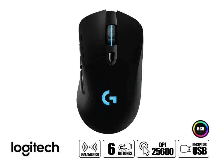 Mouse Inalambrico Logitech Gaming G703 Lightspeed (910-005639) Hasta 25.600 Dpi, Receptor Usb, 6 Botones