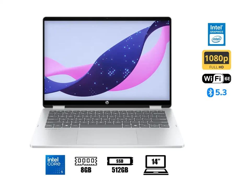 Laptop Hp Core 5 120u Omnibook 5 Flip 14-fp0013dx (9014-fp0013dx) Pantalla 14" Wuxga, Ram 8gb, Ssd 512gb, Touchscreen, Win11