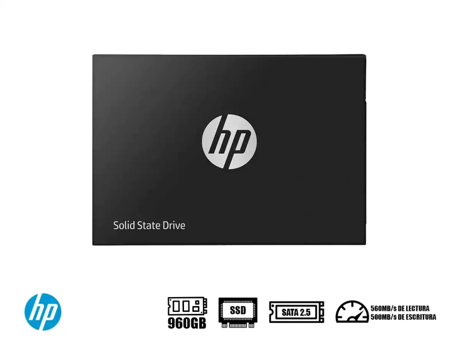 Disco Solido Ssd Sata 2.5 Hp 960gb S650, Sata 3, Unidad De Almacenamiento, Compatible Con Laptop Y Pc De Escritorio (345n09aa#)