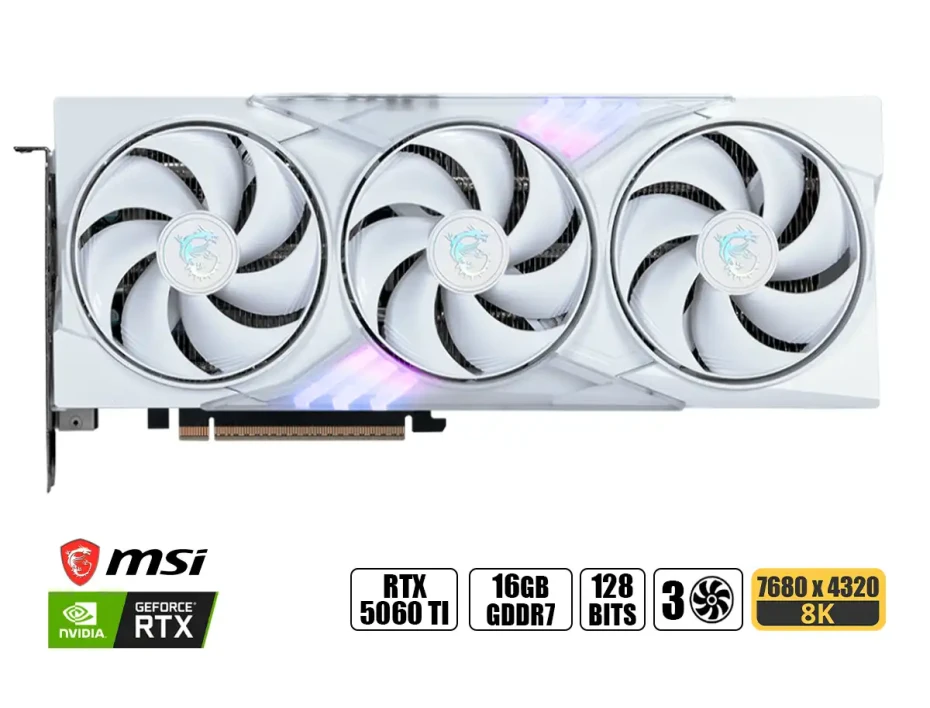 Tarjeta De Video Msi Geforce Rtx 5060 Ti 16gb Gaming Trio-oc  Gddr7 (5060 Ti 16g Gaming Trio Oc-white) Blanco ,nvidia, 128 Bits 3 Ventiladores