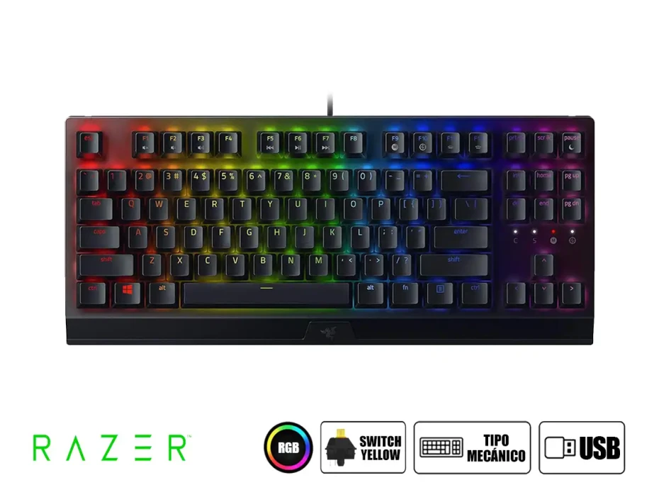 Teclado Gamer Razer Blackwidow V3 Tkl (rz03-03492300-r311) Mecanico, Switch Yellow, Led Rgb, Negro