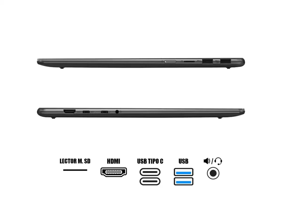 Laptop Lenovo Core Ultra 7 155u Yoga 7 16iml9 2-in-1 (83dl0002us) Pantalla 16" Wuxga Oled, Ram 16gb, Ssd 1tb, Intel Graphics, Win11, Grey