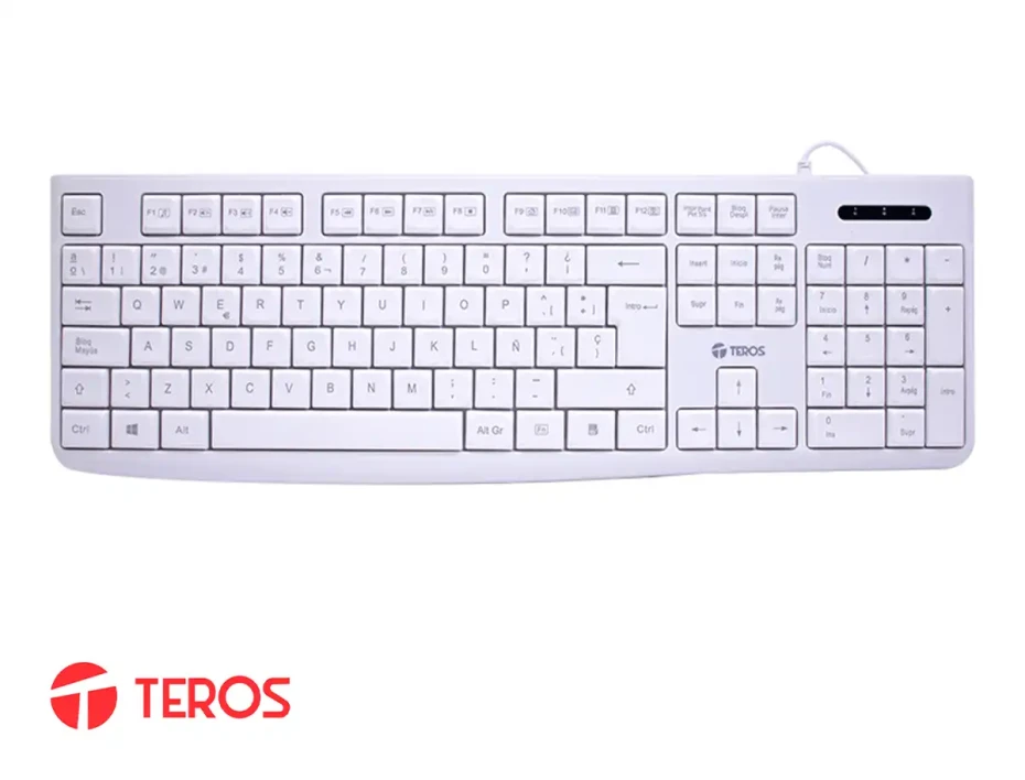 Teclado Teros Estandar (te-4069s) Multimedia, Usb 2.0, EspaÑol, Color Blanco