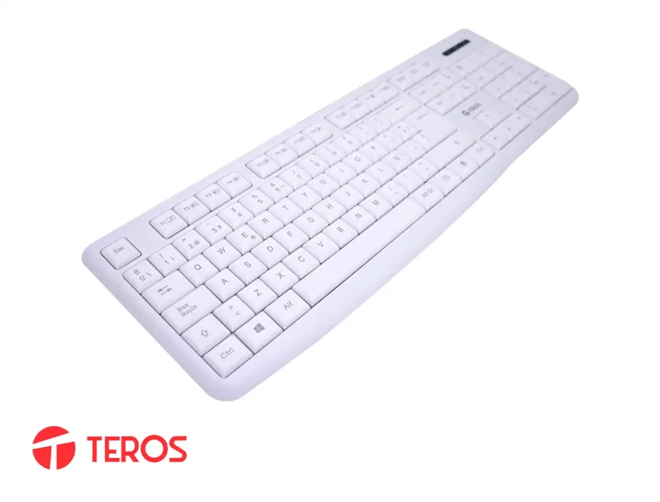 Teclado Teros Estandar (te-4069s) Multimedia, Usb 2.0, EspaÑol, Color Blanco