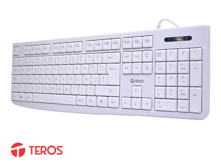 Teclado Teros Estandar (te-4069s) Multimedia, Usb 2.0, EspaÑol, Color Blanco