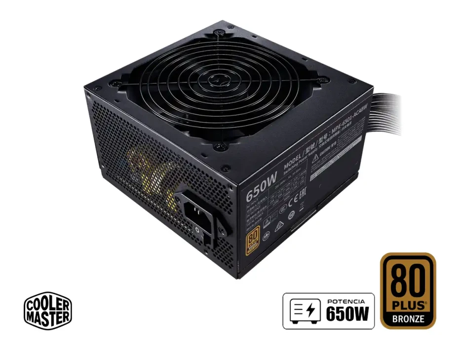 Fuente De Poder Cooler Master 650w Mwe V3 (mpe-6501-acabw-bus) Atx, 80 Plus Bronze, Negro