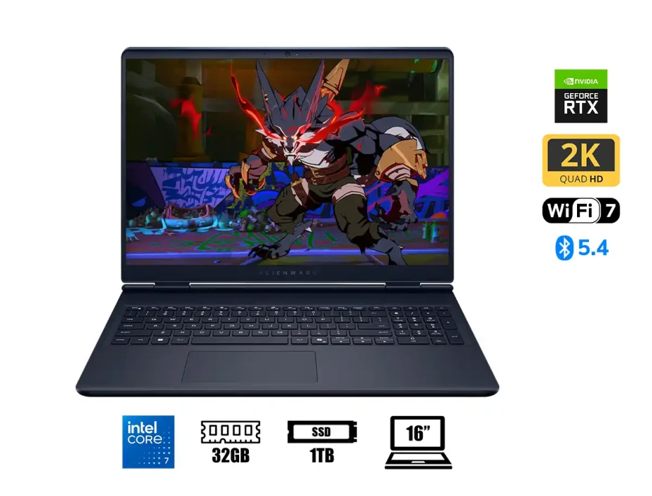 Laptop Dell Core 7 240h Alienware Aurora 16 Gaming (lac16250-7568blu-pus) 16" Wqxga 120hz, Ram 32gb, Ssd 1tb, Rtx 5060 8gb, Win11