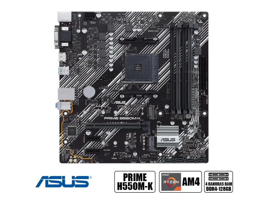 Placa Madre Asus B550m-k Prime (prime-b550m-k ) Socket Am4, 2 Slot De Ram Ddr4 Buss 4866oc Mhz