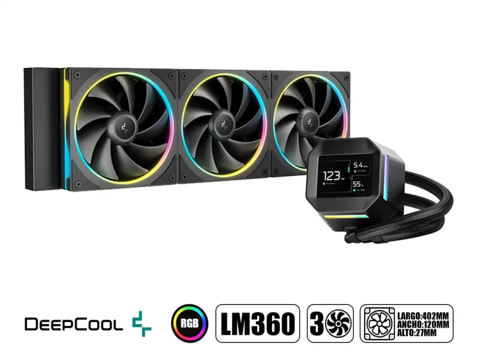Sistema De Enfriamiento Liquido Deepcool Lm360 Digital Argb (r-lm360-bkdmmc-1) 3 Ventiladores | Led Argb