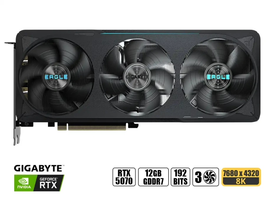 Tarjeta De Video Gigabyte Geforce Rtx 5070 12gb Gddr7 Eagle Oc Sff (gv-n5070eagle Oc-12gd) Nvidia 192 Bits, 3 Ventiladores
