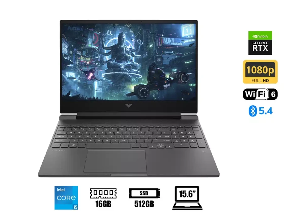 Laptop Hp Core I5-13420h Victus 15-fa2082 Gaming (b5eq3ua#aba) 15.6" Fhd 144hz, Ram 16gb, Ssd 512gb, Rtx 4050 6gb, Win11, Silver, 13gen.