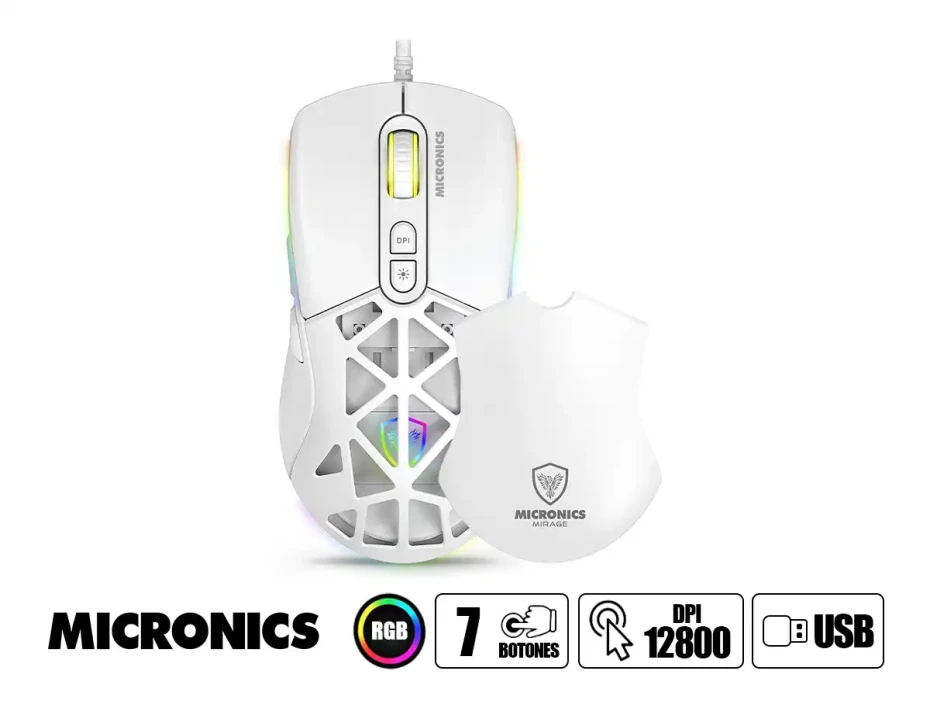 Combo 3 En Uno Micronics Mirage White (mic Gtx2003-3k) Teclado Mecanico,  Mouse Hasta 12800 Dpi, Auricular Rgb Multiplataforma