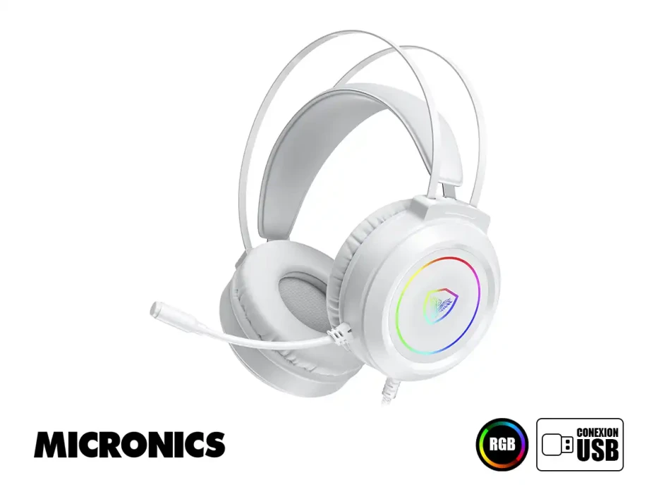 Combo 3 En Uno Micronics Mirage White (mic Gtx2003-3k) Teclado Mecanico,  Mouse Hasta 12800 Dpi, Auricular Rgb Multiplataforma
