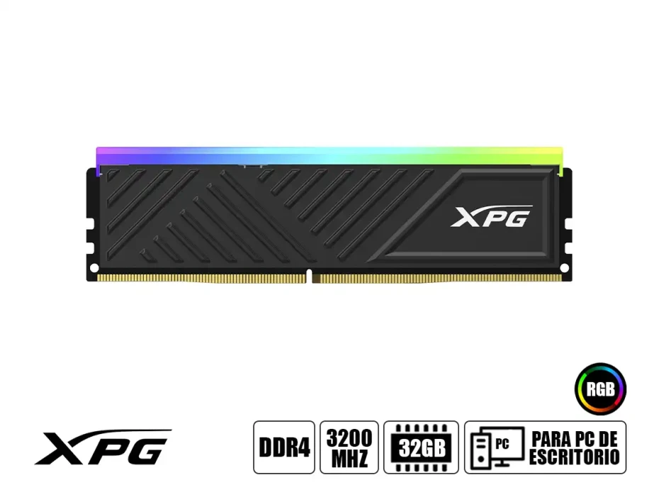 Memoria Ram Xpg Ddr4 32gb Spectrix D35g (ax4u320032g16a-sbkd35g) 3200 Mhz, Rgb, Negro