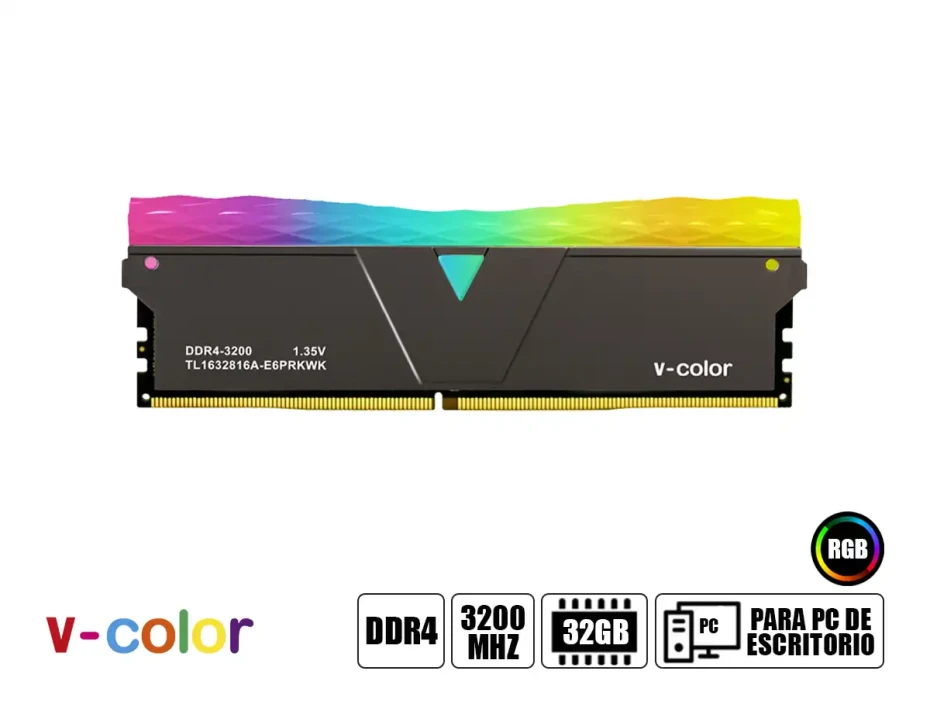 Memoria Ram V-color Ddr4 32gb (16gbx2) Prism Pro Rgb (tl1632816a-e6prkwk) 3200 Mhz, Black