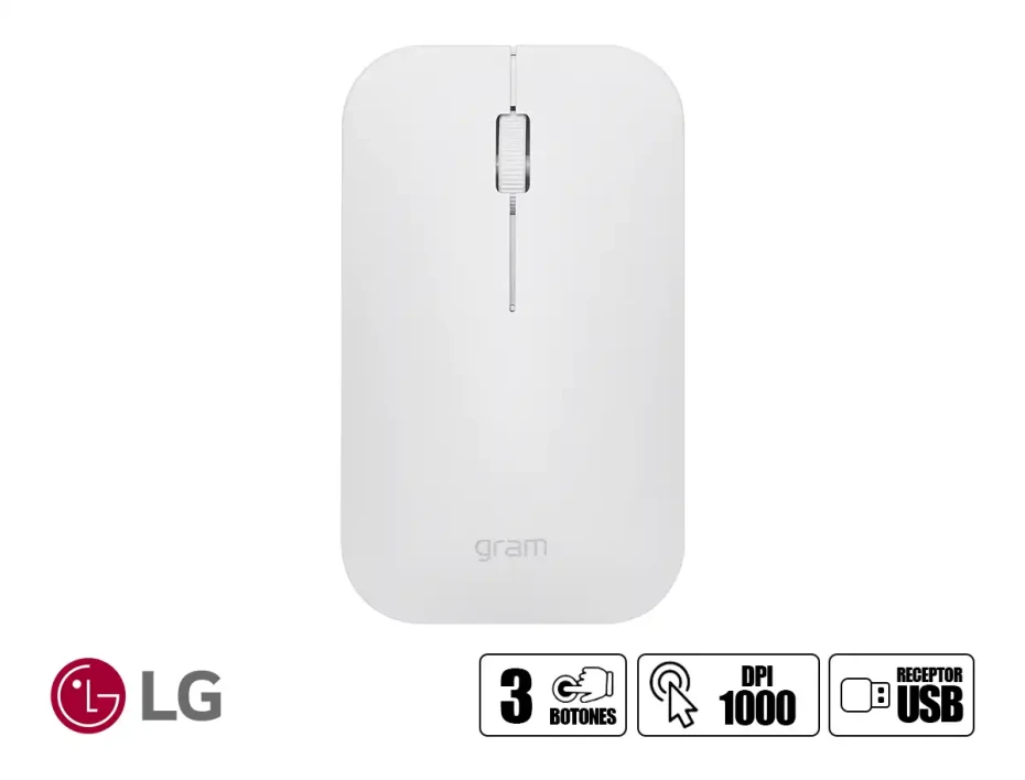 Mouse Inalambrico Lg Gram (msa2.abrw) Wireless, 1000 Dpi, Color Blanco