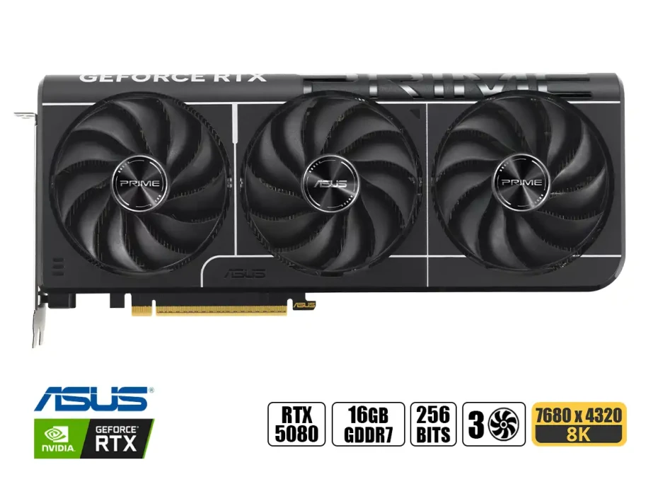 Tarjeta De Video Asus Geforce Rtx 5080 Prime 16gb Oc Gddr7 (90prime-rtx5080-o16g) 3 Ventiladores