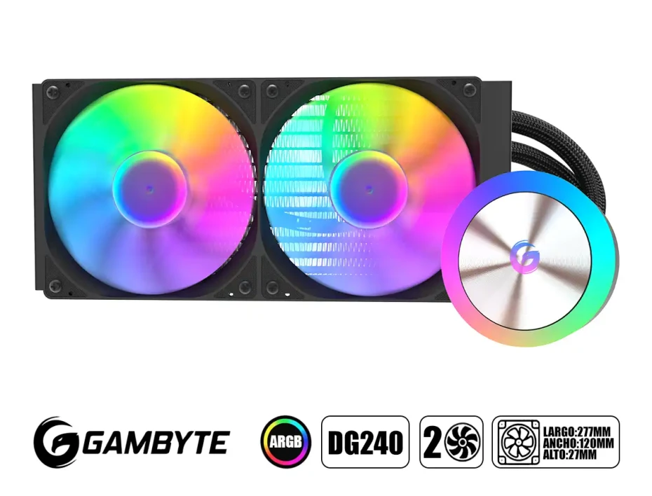 Sistema De Enfriamiento Liquido Gambyte Dg240 (aio-dg240bl-ght) 2 Ventiladores Con Iluminacion Argb