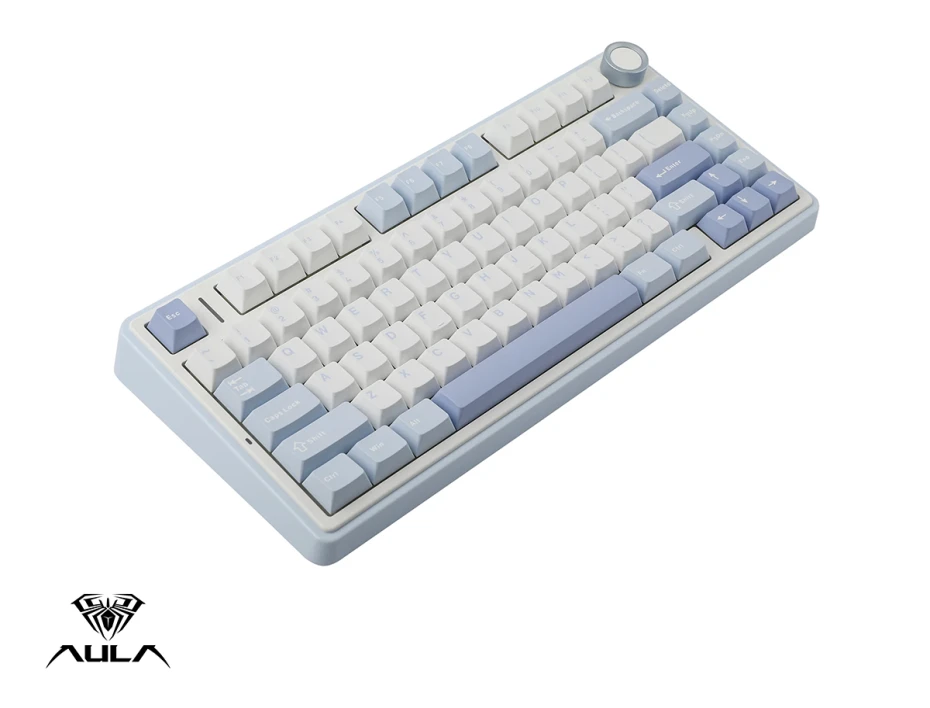 Teclado Gamer Inalambrico Aula F75 (au-f75w13en4) Mecanico, Switch Gray, Blanco+blue+dark Blue