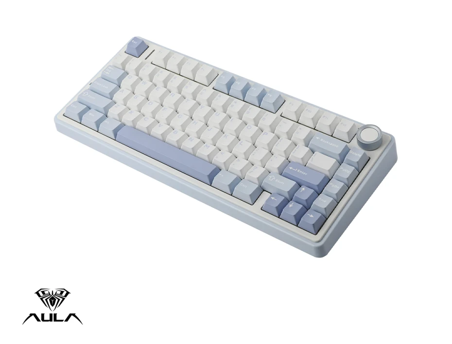 Teclado Gamer Inalambrico Aula F75 (au-f75w13en4) Mecanico, Switch Gray, Blanco+blue+dark Blue