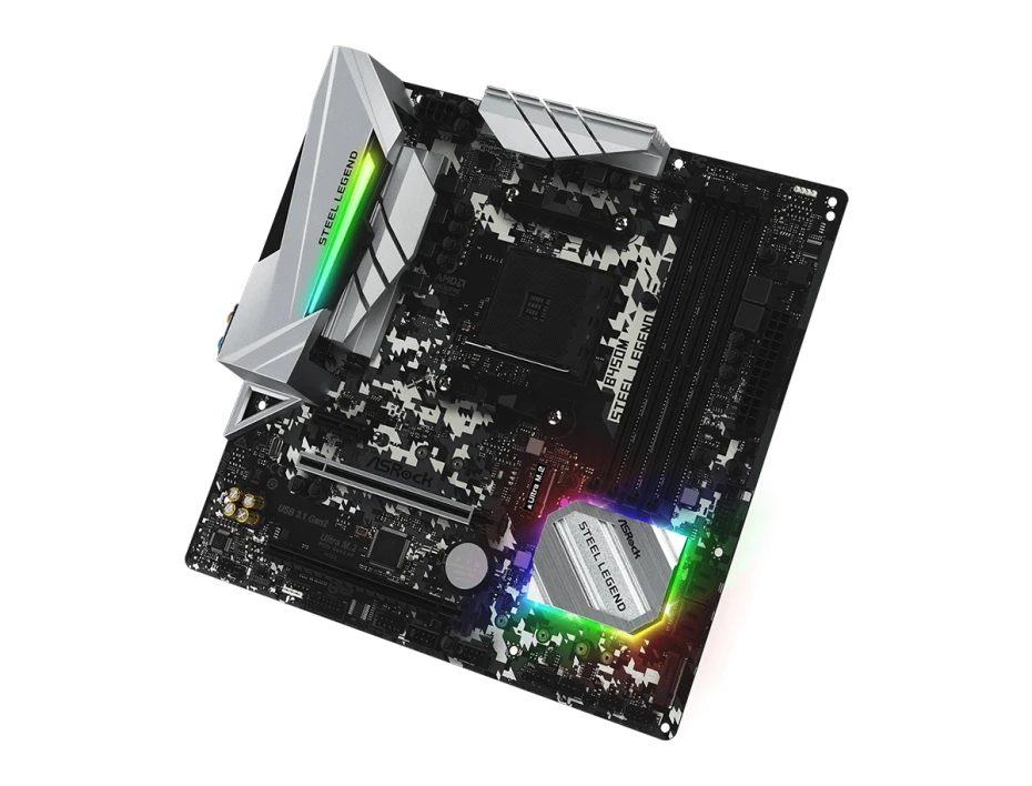 Placa Madre Asrock B450m Steel Legend (90-mxb9y0-a0uayz) Socket Am4, Ram Ddr4 Buss 3533oc Mhz, Rgb